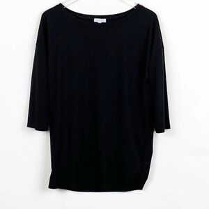 Leith Black Side Rouched Blouse Short Sleeve Top Size XSmall